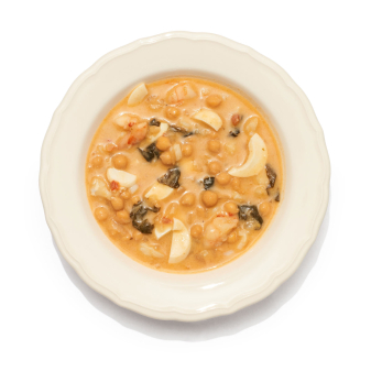 Potaje de garbanzos con langostinos y bacalao de Pastelería Mallorca