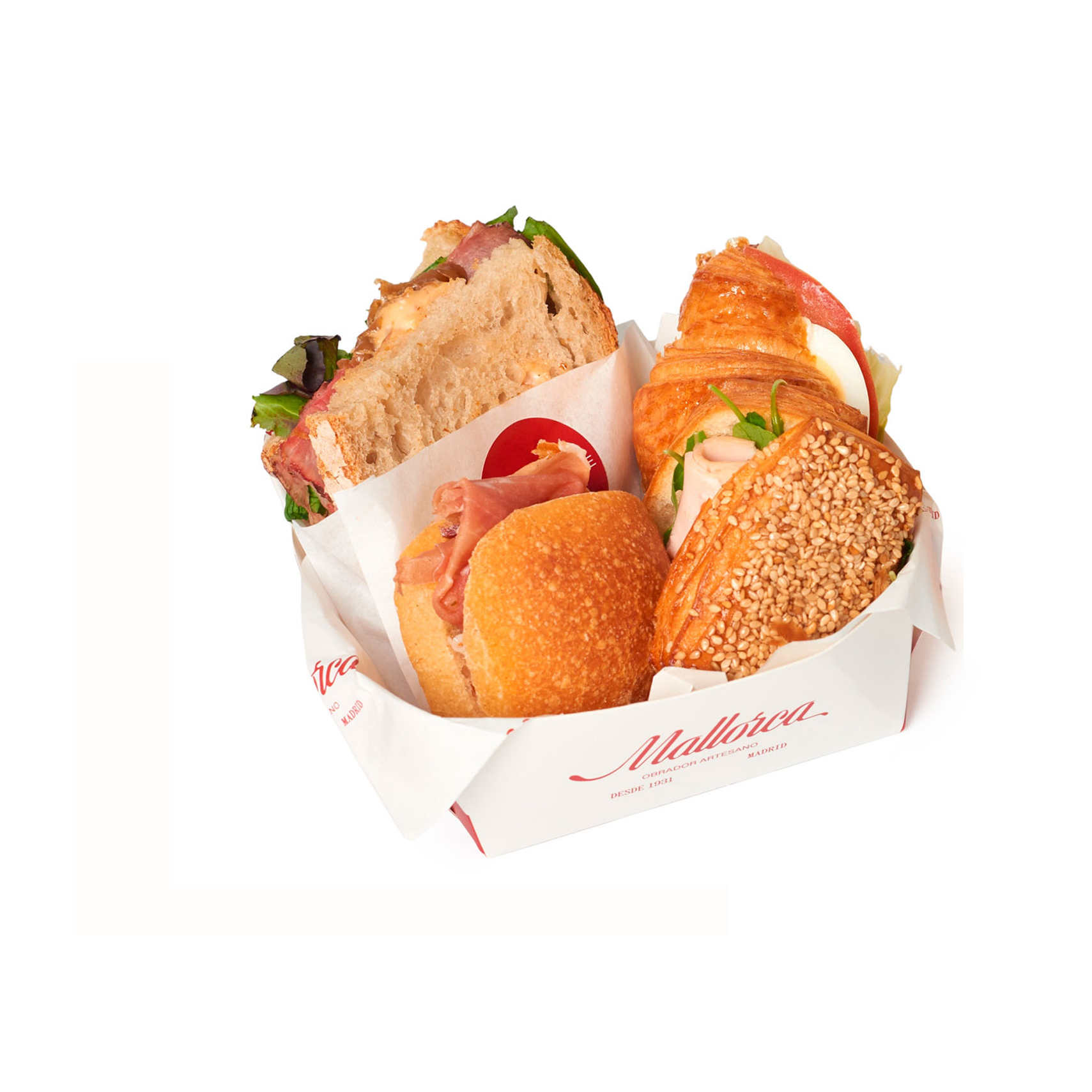 Caja con cuatro piezas saladas de Pastelería Mallorca