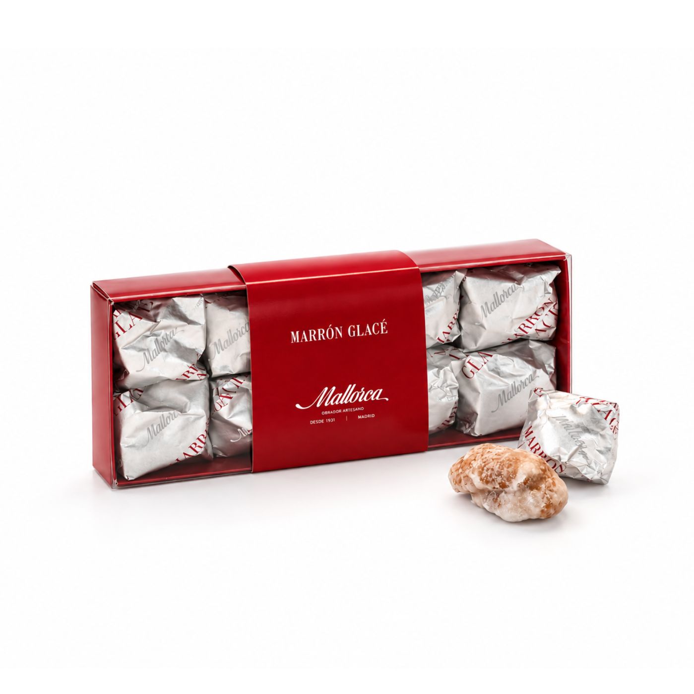 Caja marrón glacé de Pastelería Mallorca