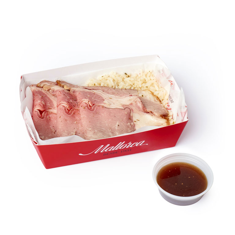 Roast beef sobre arroz basmati de Pastelería Mallorca