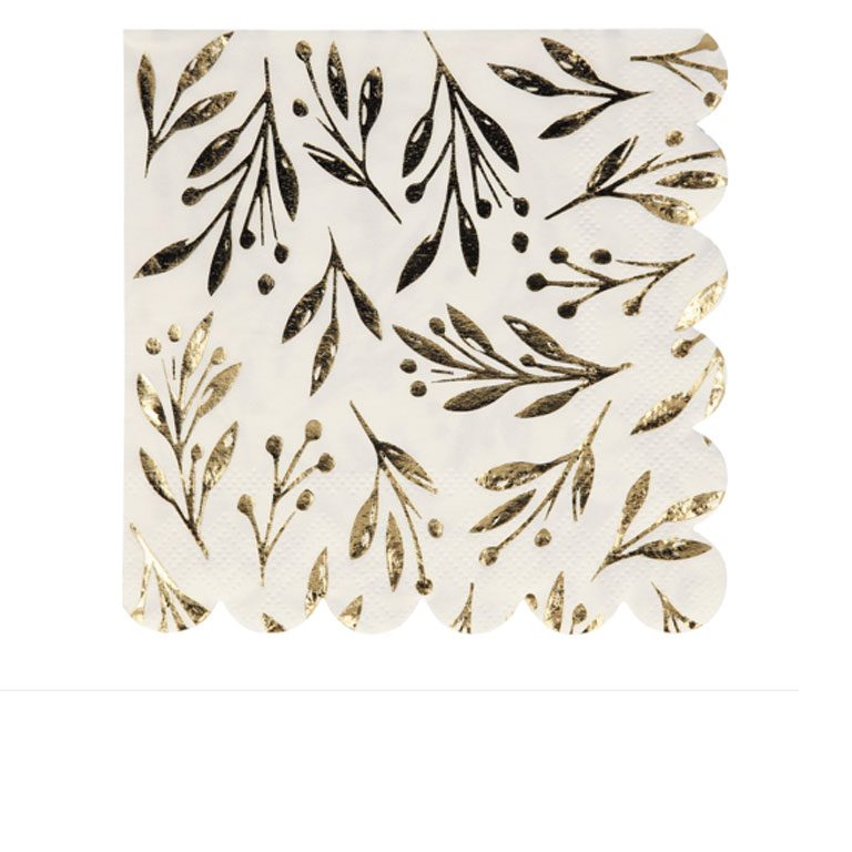 Servilletas papel hojas doradas de Pastelería Mallorca
