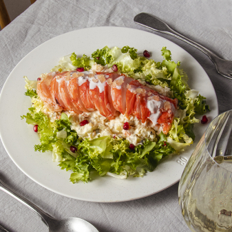 Langosta sobre ensaladilla trufada de Pastelería Mallorca