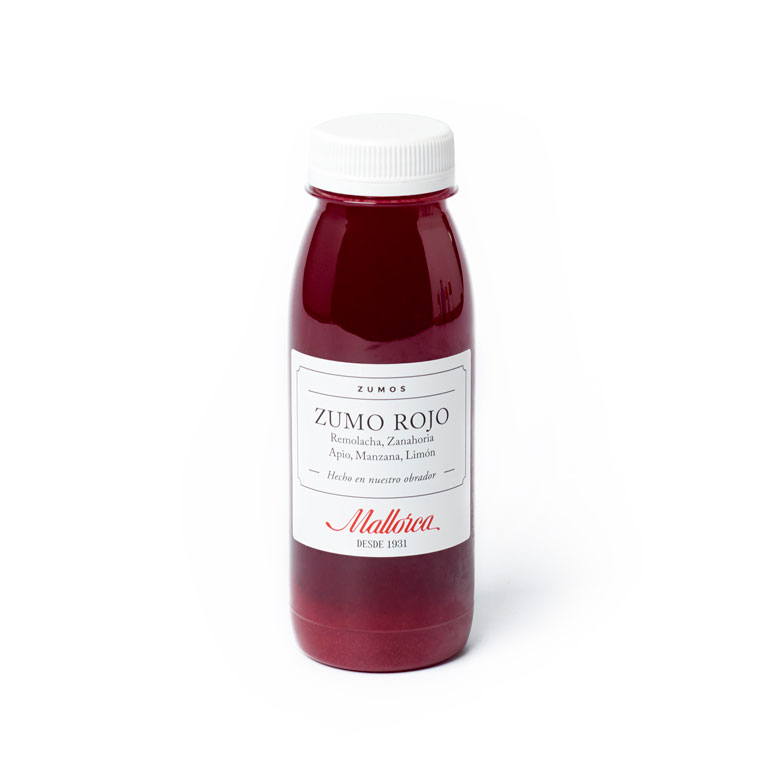 Zumo cold pressed rojo de Pastelería Mallorca