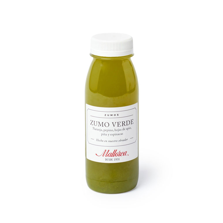 Zumo cold pressed verde de Pastelería Mallorca