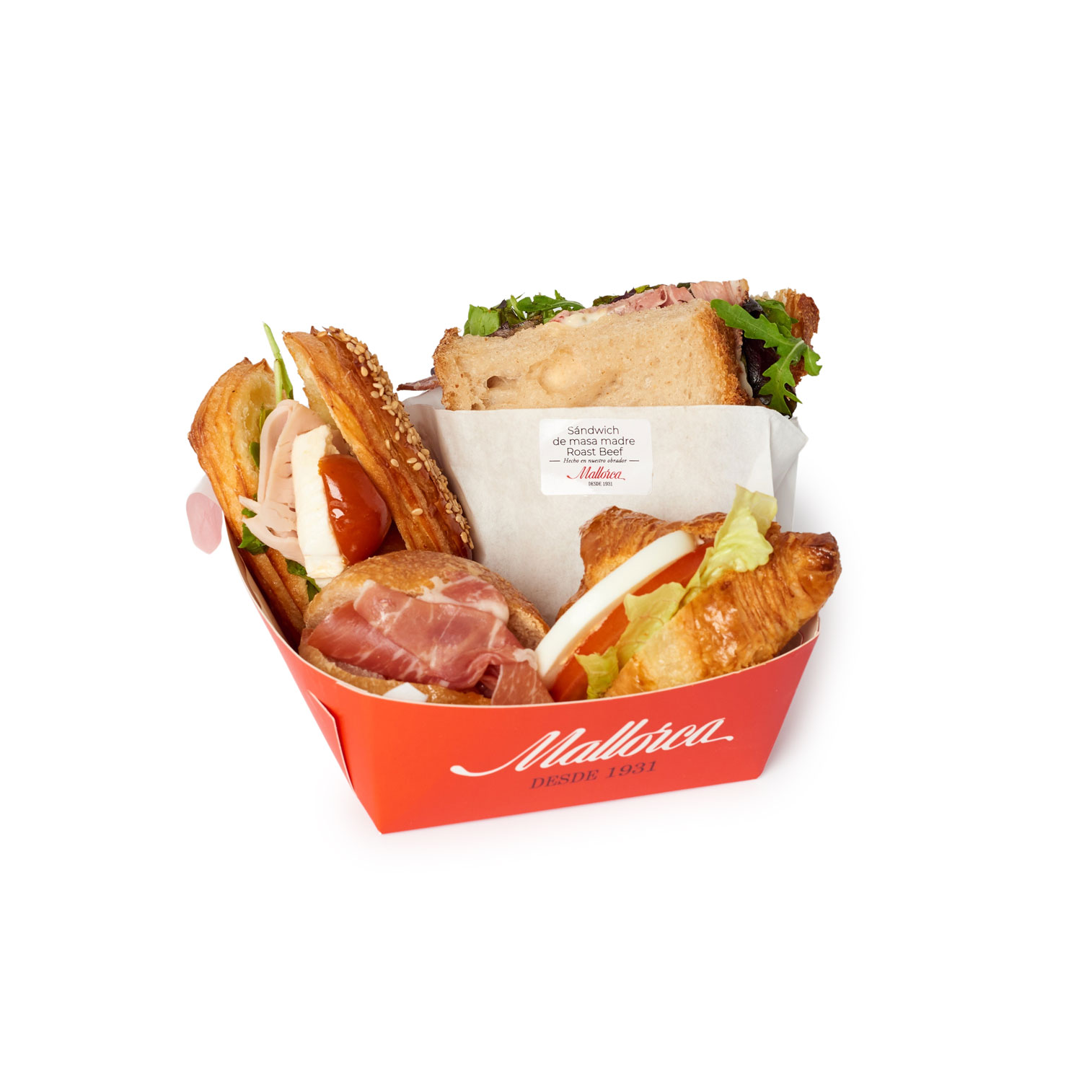Caja con cuatro piezas saladas de Pastelería Mallorca