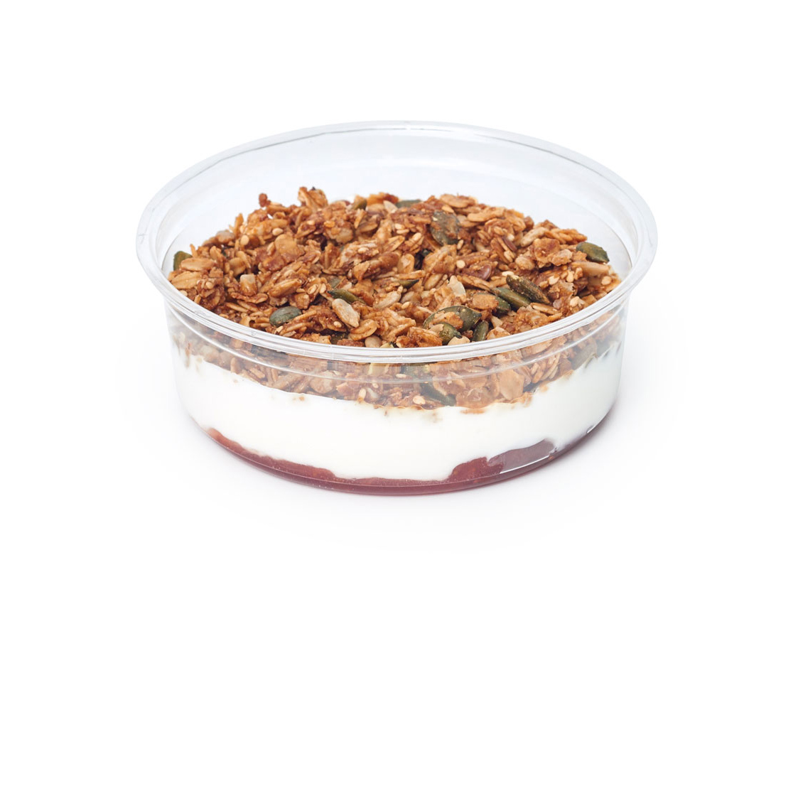 Yogur con granola y mermelada de fresa de Pastelería Mallorca